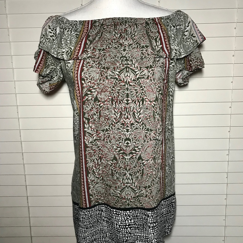 Dr2 Ruffle Shoulder Top Mixed Pattern - image 1